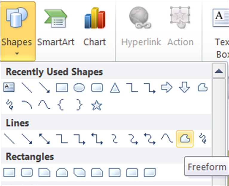 Create a Shape (option: Freeform line tool)